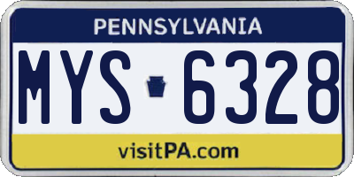 PA license plate MYS6328