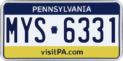 PA license plate MYS6331