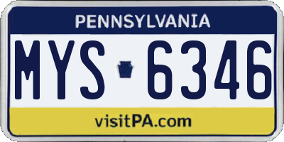 PA license plate MYS6346