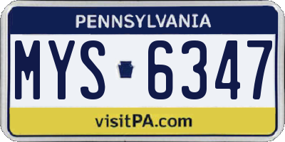 PA license plate MYS6347