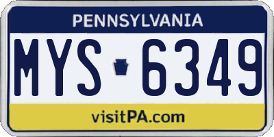 PA license plate MYS6349
