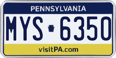 PA license plate MYS6350