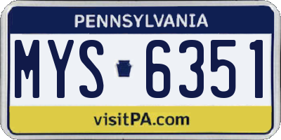 PA license plate MYS6351