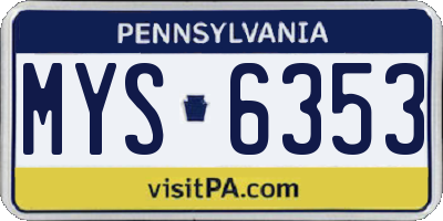 PA license plate MYS6353