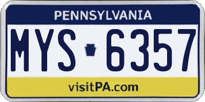 PA license plate MYS6357