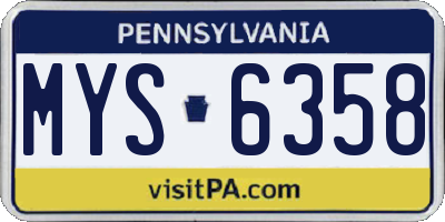 PA license plate MYS6358