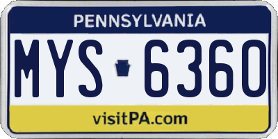 PA license plate MYS6360