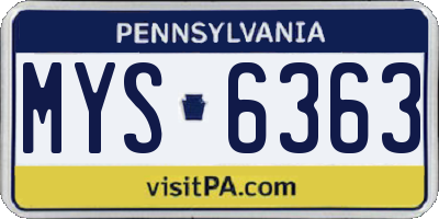 PA license plate MYS6363