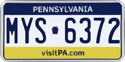 PA license plate MYS6372