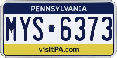 PA license plate MYS6373