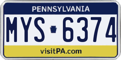 PA license plate MYS6374