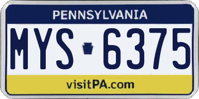 PA license plate MYS6375