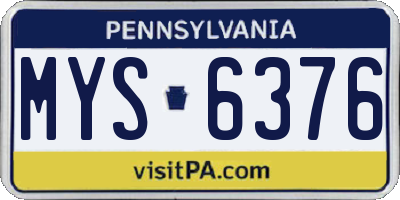PA license plate MYS6376