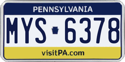 PA license plate MYS6378