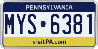 PA license plate MYS6381