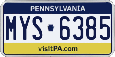 PA license plate MYS6385