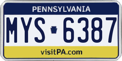 PA license plate MYS6387