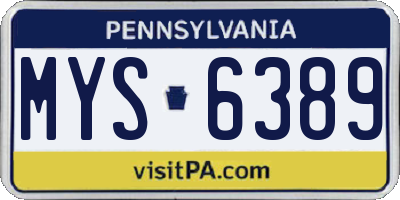 PA license plate MYS6389