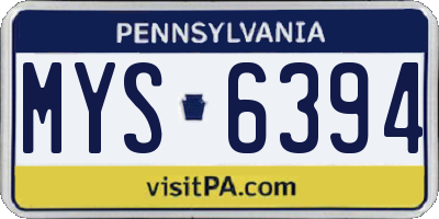 PA license plate MYS6394