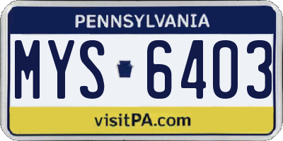PA license plate MYS6403