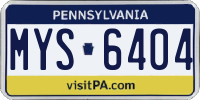 PA license plate MYS6404