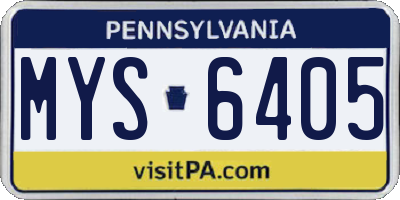 PA license plate MYS6405