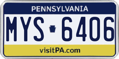 PA license plate MYS6406