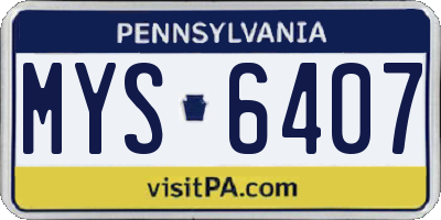 PA license plate MYS6407
