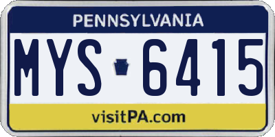 PA license plate MYS6415