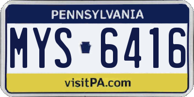 PA license plate MYS6416