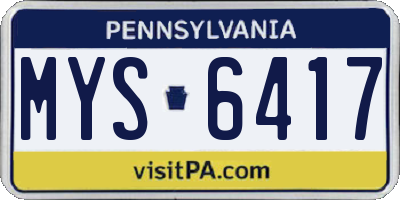 PA license plate MYS6417