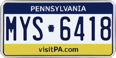 PA license plate MYS6418
