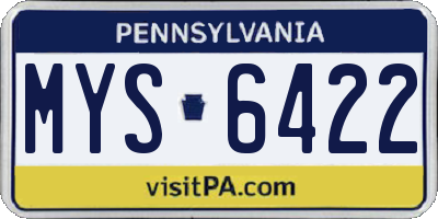 PA license plate MYS6422