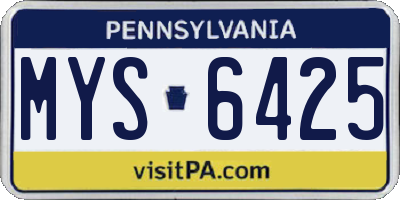 PA license plate MYS6425