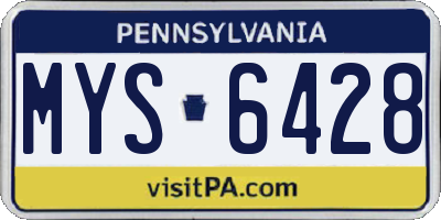 PA license plate MYS6428
