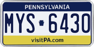 PA license plate MYS6430
