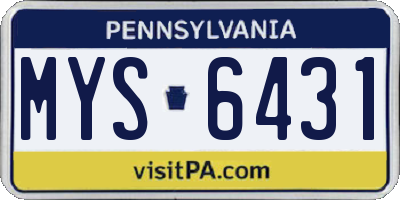 PA license plate MYS6431