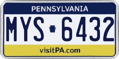 PA license plate MYS6432
