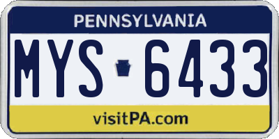PA license plate MYS6433