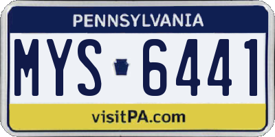 PA license plate MYS6441