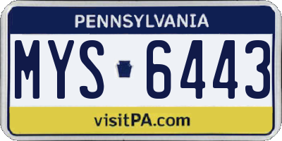 PA license plate MYS6443