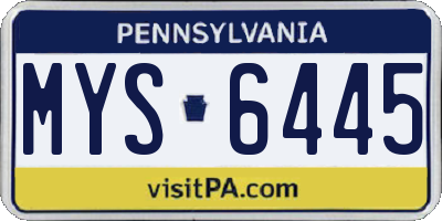 PA license plate MYS6445