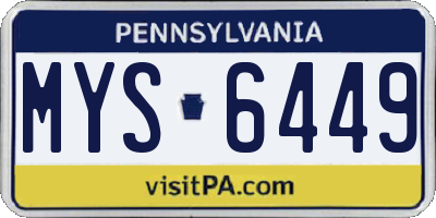 PA license plate MYS6449
