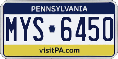 PA license plate MYS6450