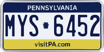 PA license plate MYS6452