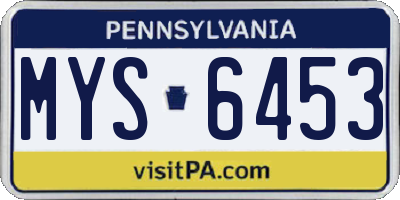 PA license plate MYS6453