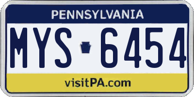 PA license plate MYS6454