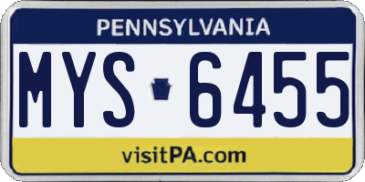 PA license plate MYS6455