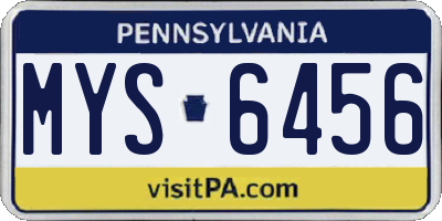 PA license plate MYS6456