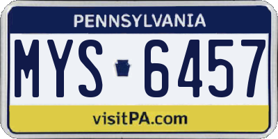 PA license plate MYS6457